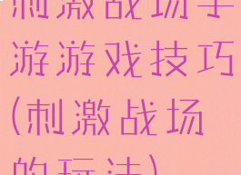 刺激战场手游游戏技巧(刺激战场的玩法)