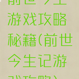 前世今生游戏攻略秘籍(前世今生记游戏攻略)