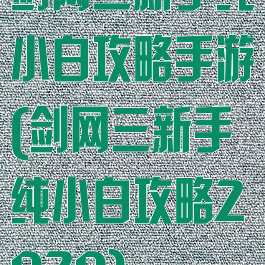 剑网三新手纯小白攻略手游(剑网三新手纯小白攻略2020)
