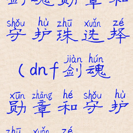剑魂勋章和守护珠选择(dnf剑魂勋章和守护珠选择)
