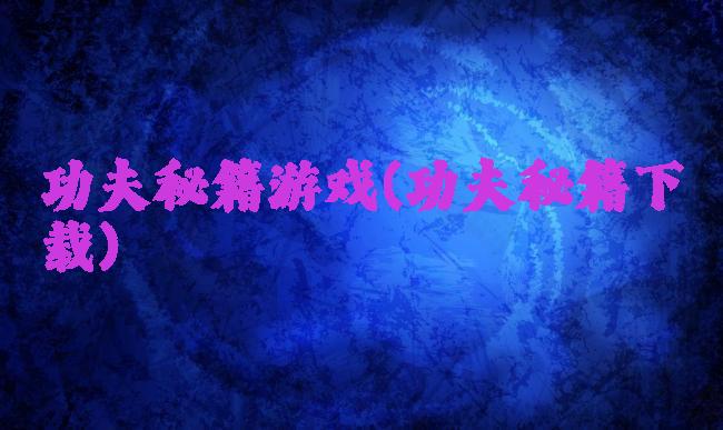 功夫秘籍游戏(功夫秘籍下载)