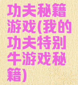 功夫秘籍游戏(我的功夫特别牛游戏秘籍)