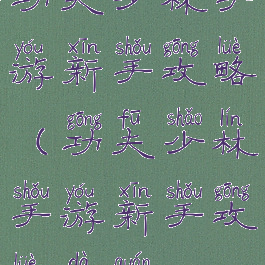 功夫少林手游新手攻略(功夫少林手游新手攻略大全)
