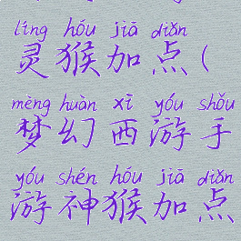 功夫西游灵猴加点(梦幻西游手游神猴加点)