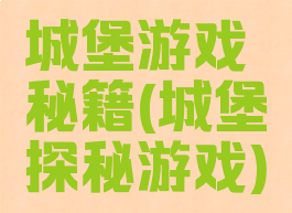 城堡游戏秘籍(城堡探秘游戏)