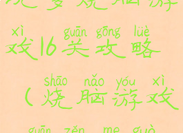坑爹烧脑游戏16关攻略(烧脑游戏16关怎么过)