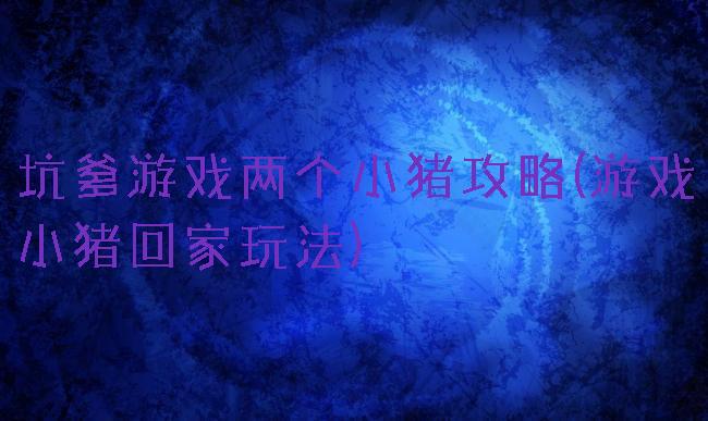 坑爹游戏两个小猪攻略(游戏小猪回家玩法)
