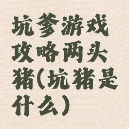 坑爹游戏攻略两头猪(坑猪是什么)