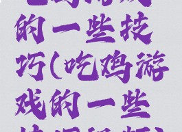 吃鸡游戏的一些技巧(吃鸡游戏的一些技巧视频)