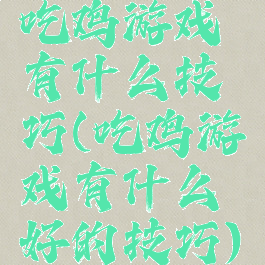 吃鸡游戏有什么技巧(吃鸡游戏有什么好的技巧)