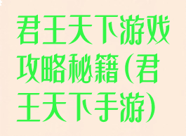 君王天下游戏攻略秘籍(君王天下手游)