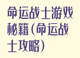 命运战士游戏秘籍(命运战士攻略)