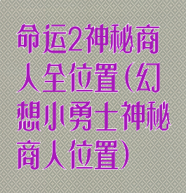 命运2神秘商人全位置(幻想小勇士神秘商人位置)