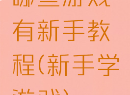 哪些游戏有新手教程(新手学游戏)