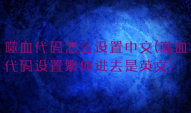 噬血代码怎么设置中文(噬血代码设置繁体进去是英文)