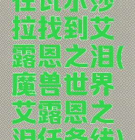 在瓦尔莎拉找到艾露恩之泪(魔兽世界艾露恩之泪任务线)