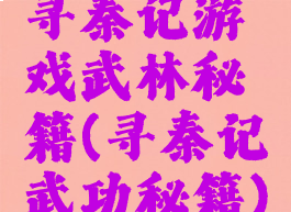 寻秦记游戏武林秘籍(寻秦记武功秘籍)