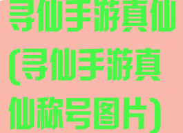 寻仙手游真仙(寻仙手游真仙称号图片)