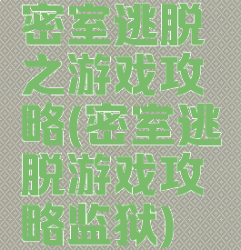 密室逃脱之游戏攻略(密室逃脱游戏攻略监狱)