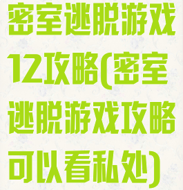 密室逃脱游戏12攻略(密室逃脱游戏攻略可以看私处)