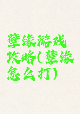 孽缘游戏攻略(孽缘怎么打)