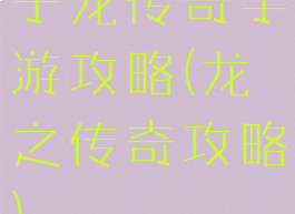 子龙传奇手游攻略(龙之传奇攻略)