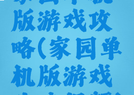 家园单机版游戏攻略(家园单机版游戏攻略视频)