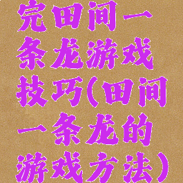 完田间一条龙游戏技巧(田间一条龙的游戏方法)