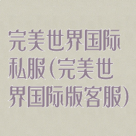 完美世界国际私服(完美世界国际版客服)