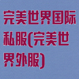 完美世界国际私服(完美世界外服)