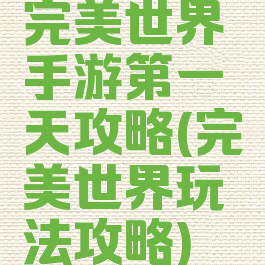 完美世界手游第一天攻略(完美世界玩法攻略)