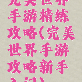 完美世界手游精练攻略(完美世界手游攻略新手入门)