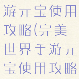 完美世界手游元宝使用攻略(完美世界手游元宝使用攻略视频)