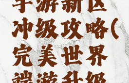 完美世界手游新区冲级攻略(完美世界端游升级攻略)