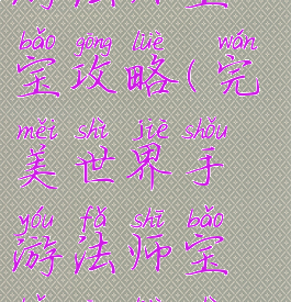 完美世界手游法师宝宝攻略(完美世界手游法师宝宝攻略视频)