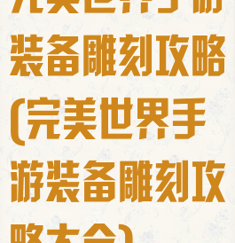 完美世界手游装备雕刻攻略(完美世界手游装备雕刻攻略大全)