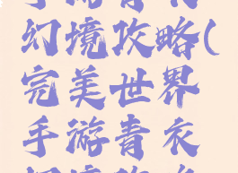 完美世界手游青衣冢幻境攻略(完美世界手游青衣冢幻境攻略视频)