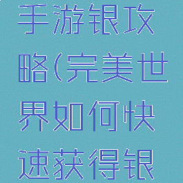 完美世界手游银攻略(完美世界如何快速获得银币)