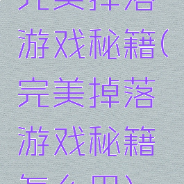 完美掉落游戏秘籍(完美掉落游戏秘籍怎么用)
