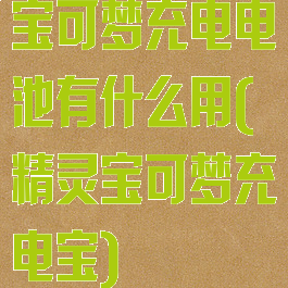 宝可梦充电电池有什么用(精灵宝可梦充电宝)