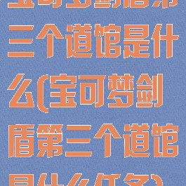 宝可梦剑盾第三个道馆是什么(宝可梦剑盾第三个道馆是什么任务)