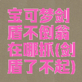 宝可梦剑盾不倒翁在哪抓(剑盾了不起)