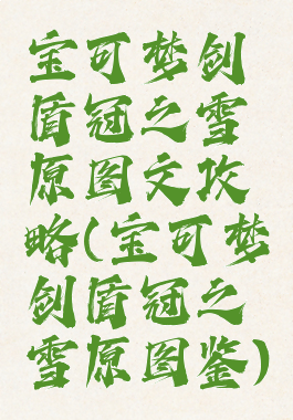 宝可梦剑盾冠之雪原图文攻略(宝可梦剑盾冠之雪原图鉴)