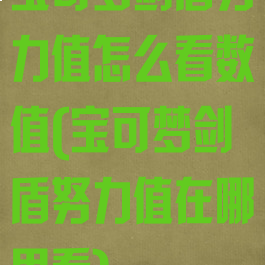 宝可梦剑盾努力值怎么看数值(宝可梦剑盾努力值在哪里看)