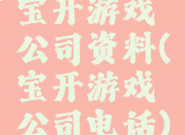 宝开游戏公司资料(宝开游戏公司电话)