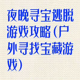 夜晚寻宝逃脱游戏攻略(户外寻找宝藏游戏)