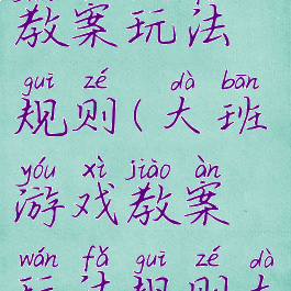 大班游戏教案玩法规则(大班游戏教案玩法规则大全)