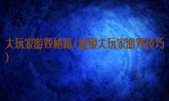 大玩家游戏秘籍(超级大玩家游戏技巧)