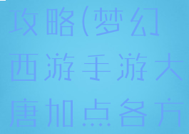大唐荣耀手游职业加点攻略(梦幻西游手游大唐加点各方案加点分享)