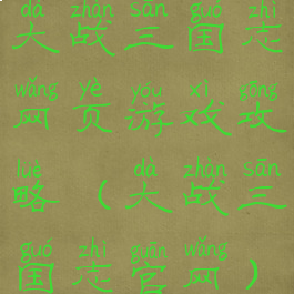 大战三国志网页游戏攻略(大战三国志官网)